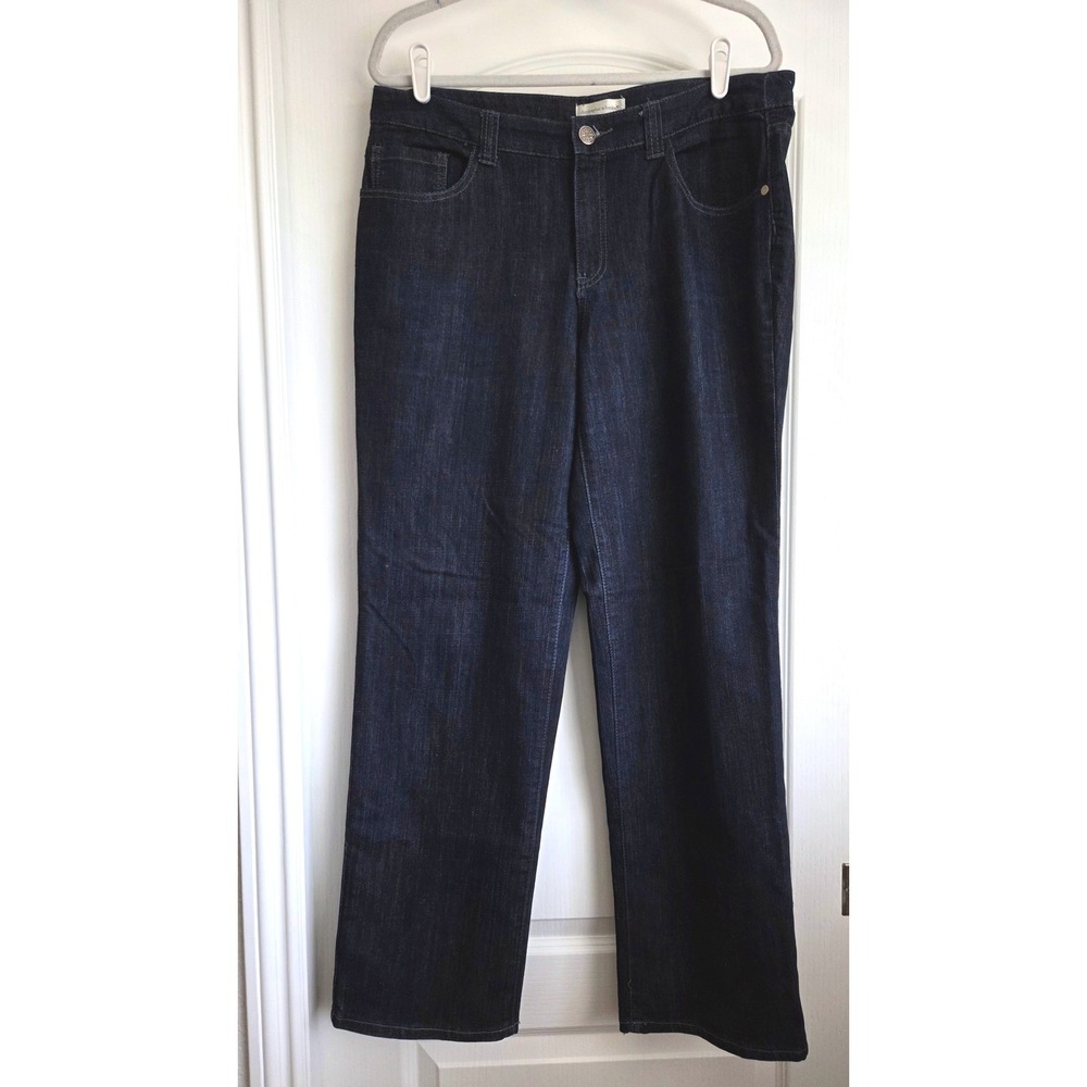 Christopher & Banks Dark Wash Straight Leg Embroidered Studded Jeans Women Sz 14